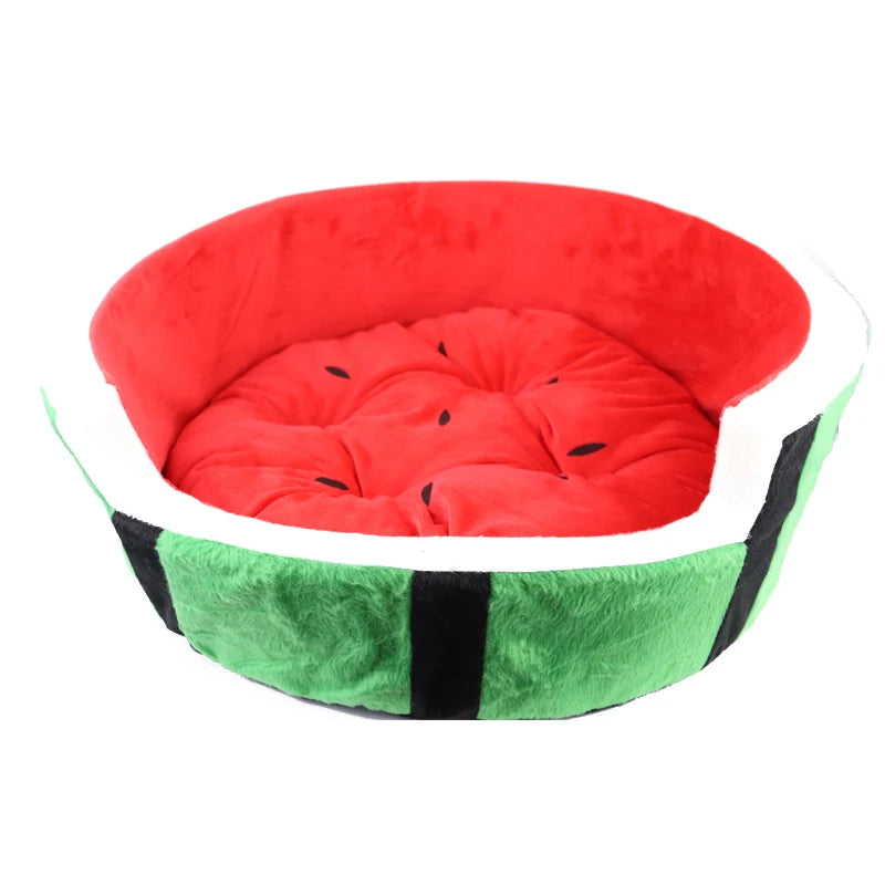 1Pc Cute Kennel House Warm Cotton Watermelon Modeling Dog Bed Mat Sofa Pet Cat Bed for Dogs Fruit Bed S M L