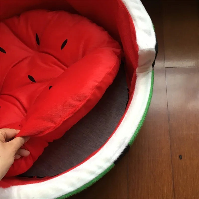 1Pc Cute Kennel House Warm Cotton Watermelon Modeling Dog Bed Mat Sofa Pet Cat Bed for Dogs Fruit Bed S M L