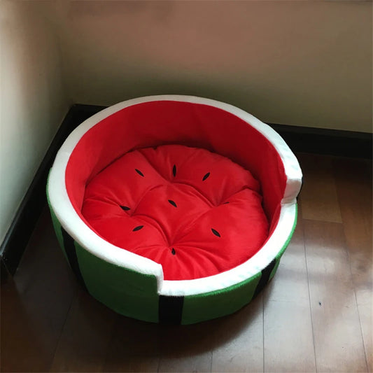 1Pc Cute Kennel House Warm Cotton Watermelon Modeling Dog Bed Mat Sofa Pet Cat Bed for Dogs Fruit Bed S M L
