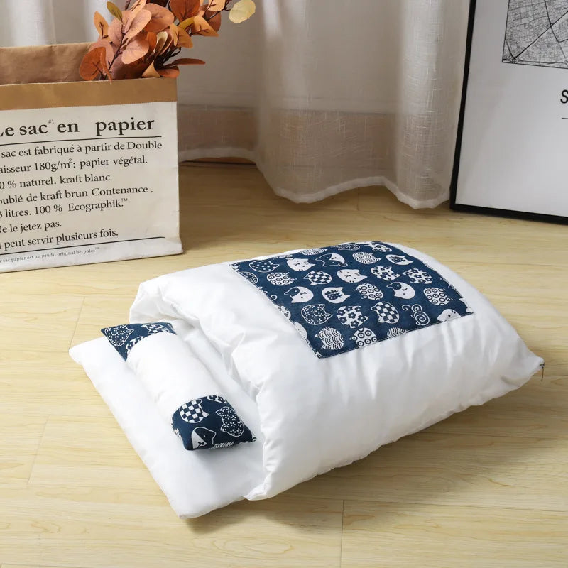 Japanese Style Cat Sleeping Bag, Washable, Semi Enclosed Cat Bed, Warm Cat Bed, Winter Cat House, Cat Bed