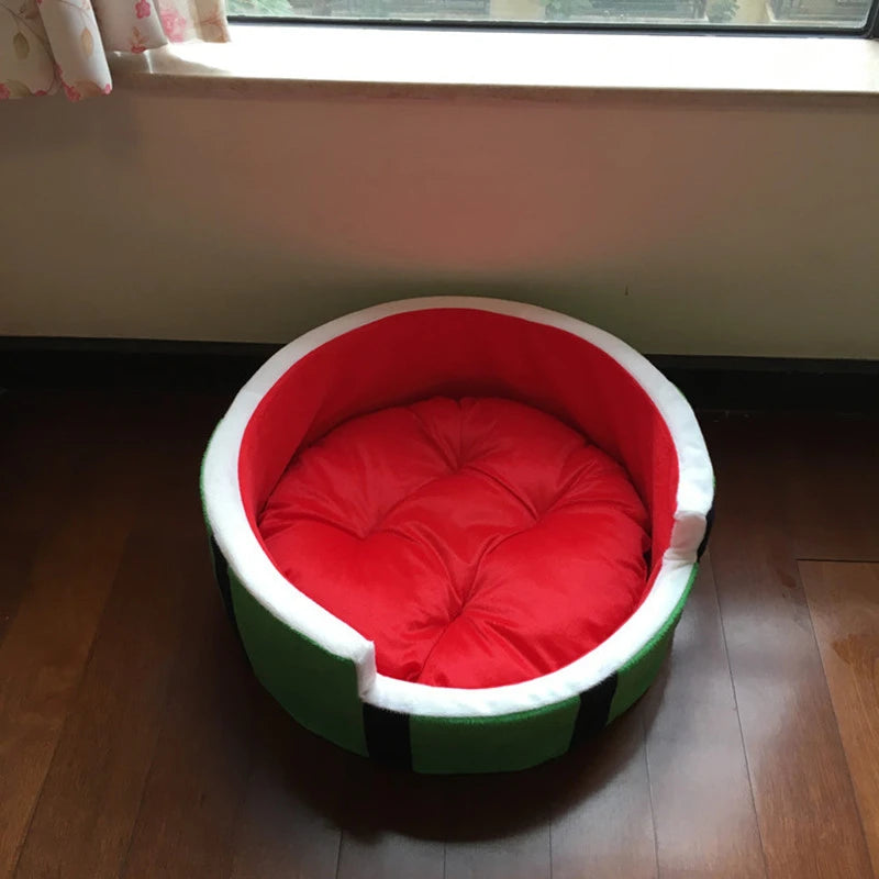 1Pc Cute Kennel House Warm Cotton Watermelon Modeling Dog Bed Mat Sofa Pet Cat Bed for Dogs Fruit Bed S M L